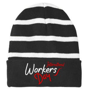 International Worker's Day Striped Beanie with Solid Band