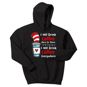 I Will Drink Coffee Here Or There Funny Teacher Kids Hoodie