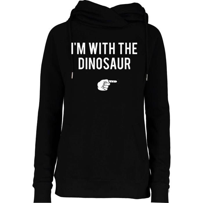 IM With Dinosaur Halloween Costume Party Matching Dinosaur Womens Funnel Neck Pullover Hood