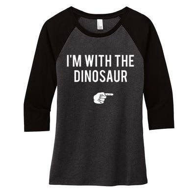 IM With Dinosaur Halloween Costume Party Matching Dinosaur Women's Tri-Blend 3/4-Sleeve Raglan Shirt