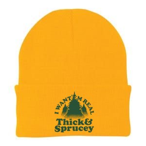 I Want Em Real Thick And Sprucey Funny Christmas Knit Cap Winter Beanie