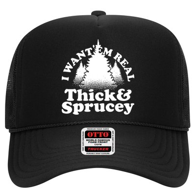 I Want Em Real Thick And Sprucey Funny Christmas Trucker Hat