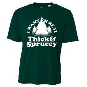 I Want Em Real Thick And Sprucey Funny Christmas Cooling Performance Crew T-Shirt