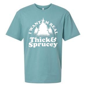 I Want Em Real Thick And Sprucey Funny Christmas Sueded Cloud Jersey T-Shirt