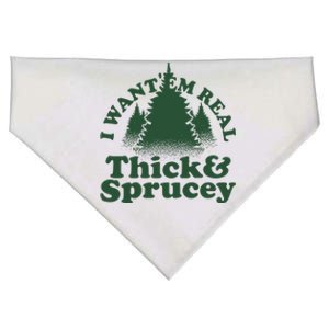 I Want Em Real Thick And Sprucey Funny Christmas USA-Made Doggie Bandana