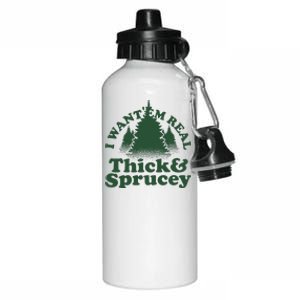 I Want Em Real Thick And Sprucey Funny Christmas Aluminum Water Bottle