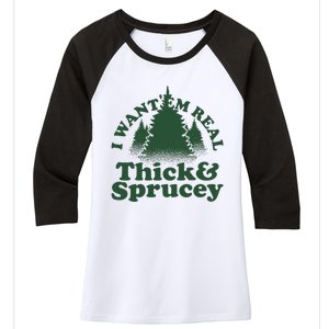 I Want Em Real Thick And Sprucey Funny Christmas Women's Tri-Blend 3/4-Sleeve Raglan Shirt