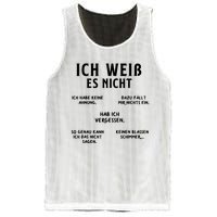 Ich Weiss Es Nicht Funny German Student German Speakers Mesh Reversible Basketball Jersey Tank