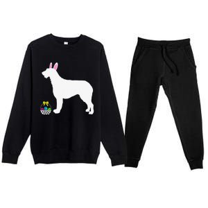 Irish Wolfhound Easter Bunny Dog Silhouette Premium Crewneck Sweatsuit Set