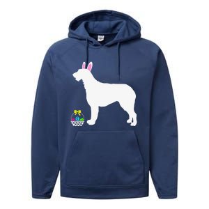 Irish Wolfhound Easter Bunny Dog Silhouette Performance Fleece Hoodie