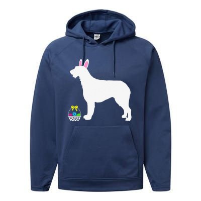 Irish Wolfhound Easter Bunny Dog Silhouette Performance Fleece Hoodie