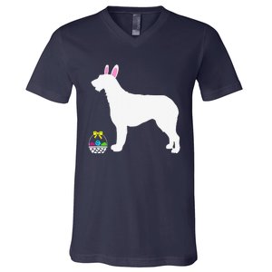 Irish Wolfhound Easter Bunny Dog Silhouette V-Neck T-Shirt