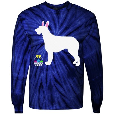 Irish Wolfhound Easter Bunny Dog Silhouette Tie-Dye Long Sleeve Shirt