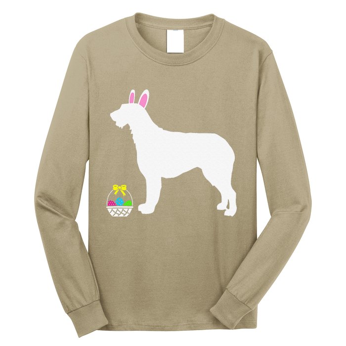 Irish Wolfhound Easter Bunny Dog Silhouette Long Sleeve Shirt