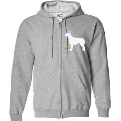 Irish Wolfhound Easter Bunny Dog Silhouette Full Zip Hoodie