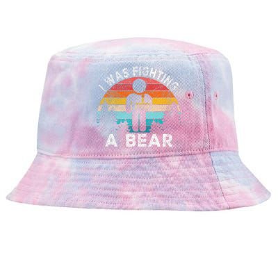 I Was Fighting A Bear Get Well Soon Broken Arm Surgery Retro Tie-Dyed Bucket Hat