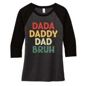 I went from Dada to Daddy to Dad to Bruh Funny Fathers Day Women's Tri-Blend 3/4-Sleeve Raglan Shirt