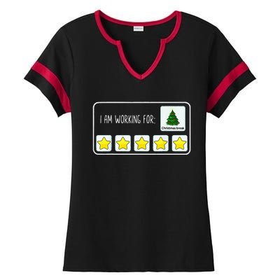 IM Working For Christmas Break 5 Stars Christmas Teacher Ladies Halftime Notch Neck Tee