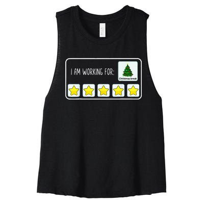 IM Working For Christmas Break 5 Stars Christmas Teacher Women's Racerback Cropped Tank