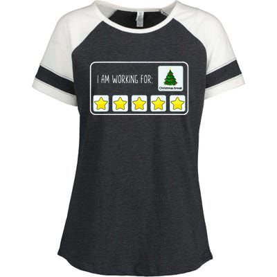 IM Working For Christmas Break 5 Stars Christmas Teacher Enza Ladies Jersey Colorblock Tee