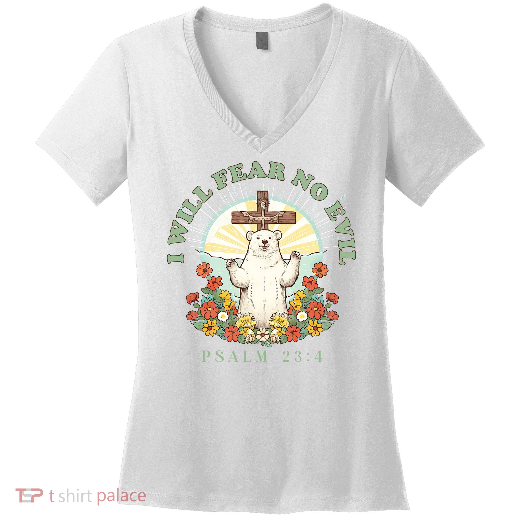 I Will Fear No Evil - Psalm 23 Women's V-Neck T-Shirt
