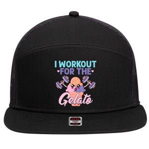 I Workout For The Gelato Funny Workout Fitness 7 Panel Mesh Trucker Snapback Hat