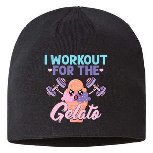 I Workout For The Gelato Funny Workout Fitness Sustainable Beanie