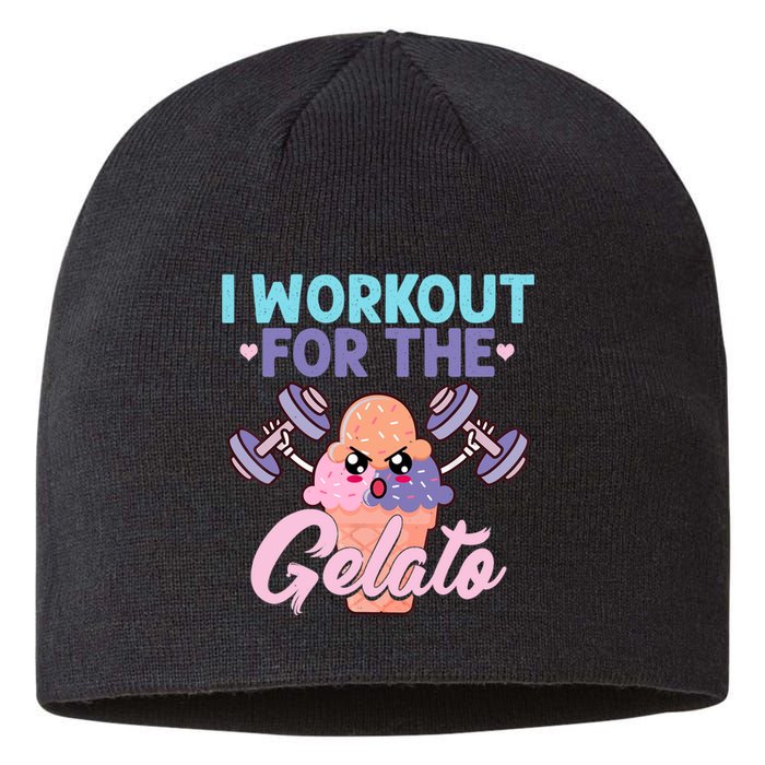 I Workout For The Gelato Funny Workout Fitness Sustainable Beanie