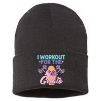 I Workout For The Gelato Funny Workout Fitness Sustainable Knit Beanie