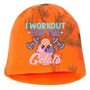 I Workout For The Gelato Funny Workout Fitness Kati - Camo Knit Beanie