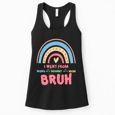 I Went From Mama To Mommy To Mom Bruh Rainbow Womens Tank Top