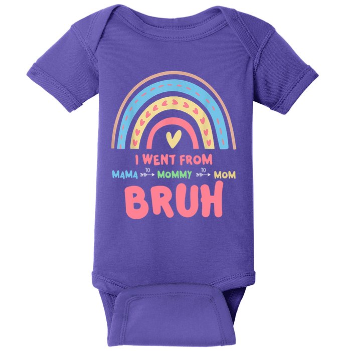 I Went From Mama To Mommy To Mom Bruh Rainbow Baby Bodysuit