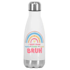 I Went From Mama To Mommy To Mom Bruh Rainbow Stainless Steel Insulated Water Bottle