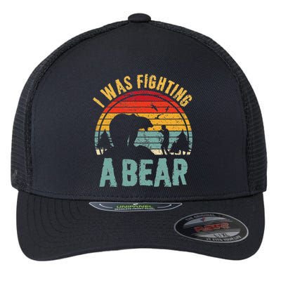 I Was Fighting A Bear Funny Injury Recovery Get Well Soon Flexfit Unipanel Trucker Cap