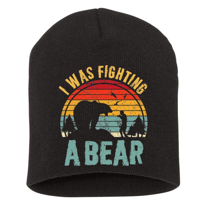 I Was Fighting A Bear Funny Injury Recovery Get Well Soon Short Acrylic Beanie