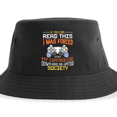 I Was Forced To Put My Controller Down Funny Gaming Sustainable Bucket Hat
