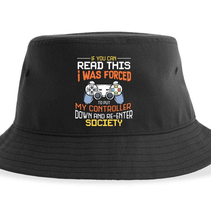 I Was Forced To Put My Controller Down Funny Gaming Sustainable Bucket Hat
