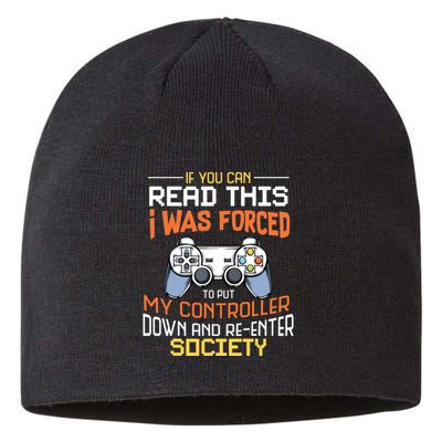 I Was Forced To Put My Controller Down Funny Gaming Sustainable Beanie