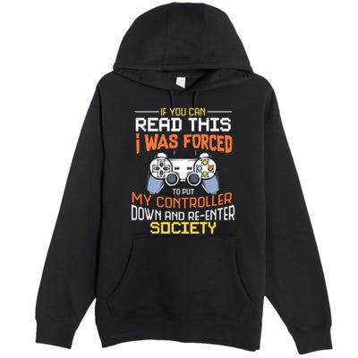 I Was Forced To Put My Controller Down Funny Gaming Premium Pullover Hoodie