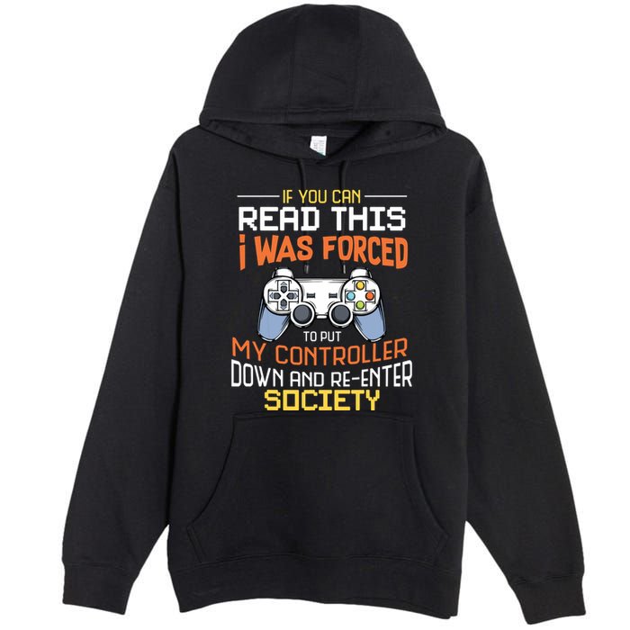 I Was Forced To Put My Controller Down Funny Gaming Premium Pullover Hoodie