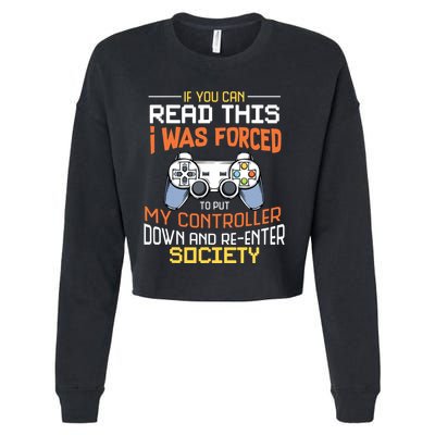 I Was Forced To Put My Controller Down Funny Gaming Cropped Pullover Crew