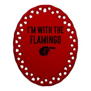 IM With Flamingo Halloween Christmas Funny Great Gift Ceramic Oval Ornament