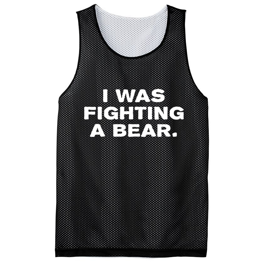 I Was Fighting A Bear Funny Mesh Reversible Basketball Jersey Tank