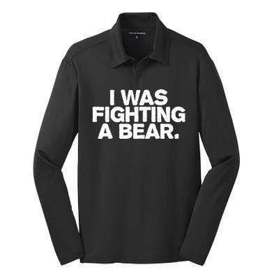 I Was Fighting A Bear Funny Injury Get Well Gift Silk Touch Performance Long Sleeve Polo