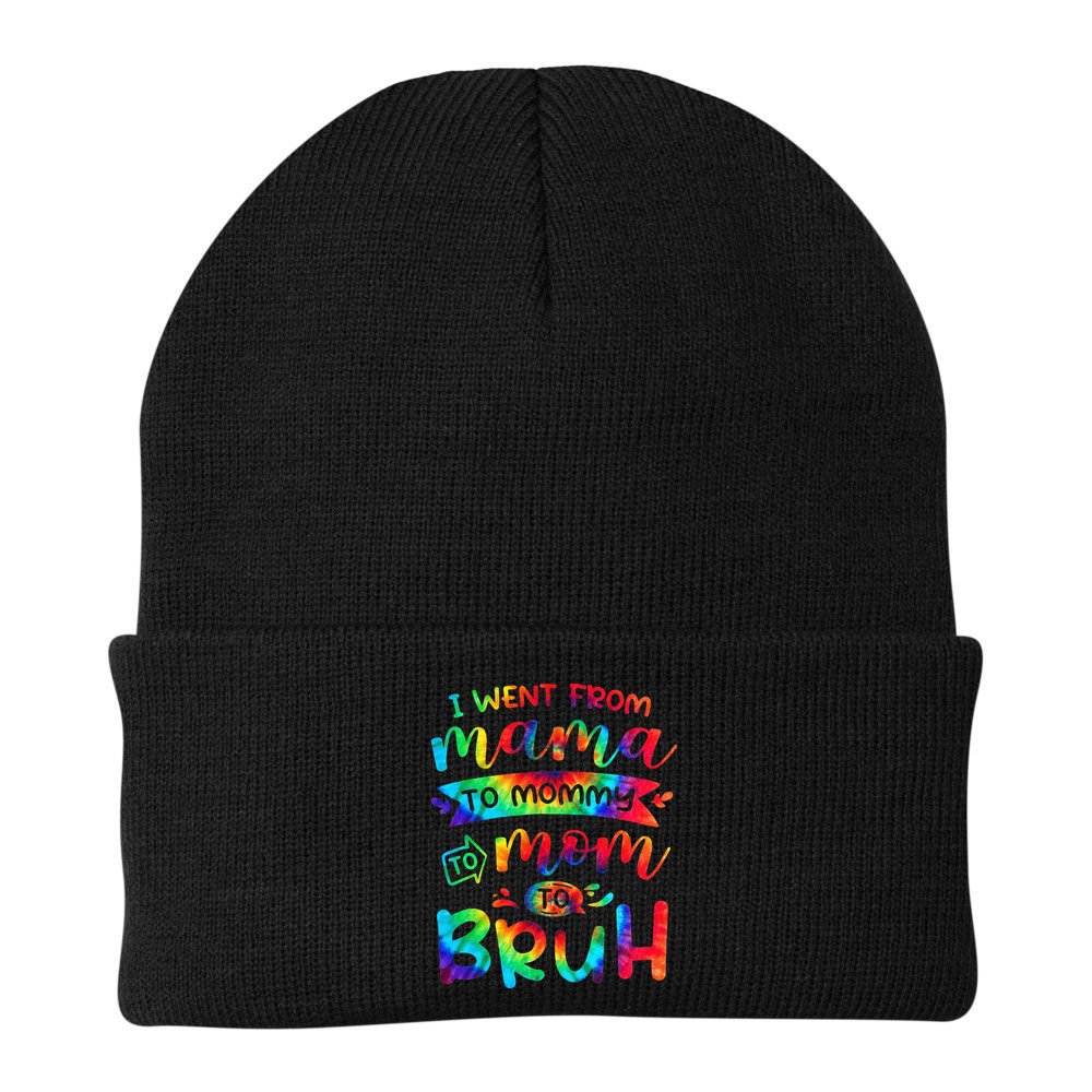 I Went From Mama To Mommy To Mom To Bruh Funny Mother Gag Beanie