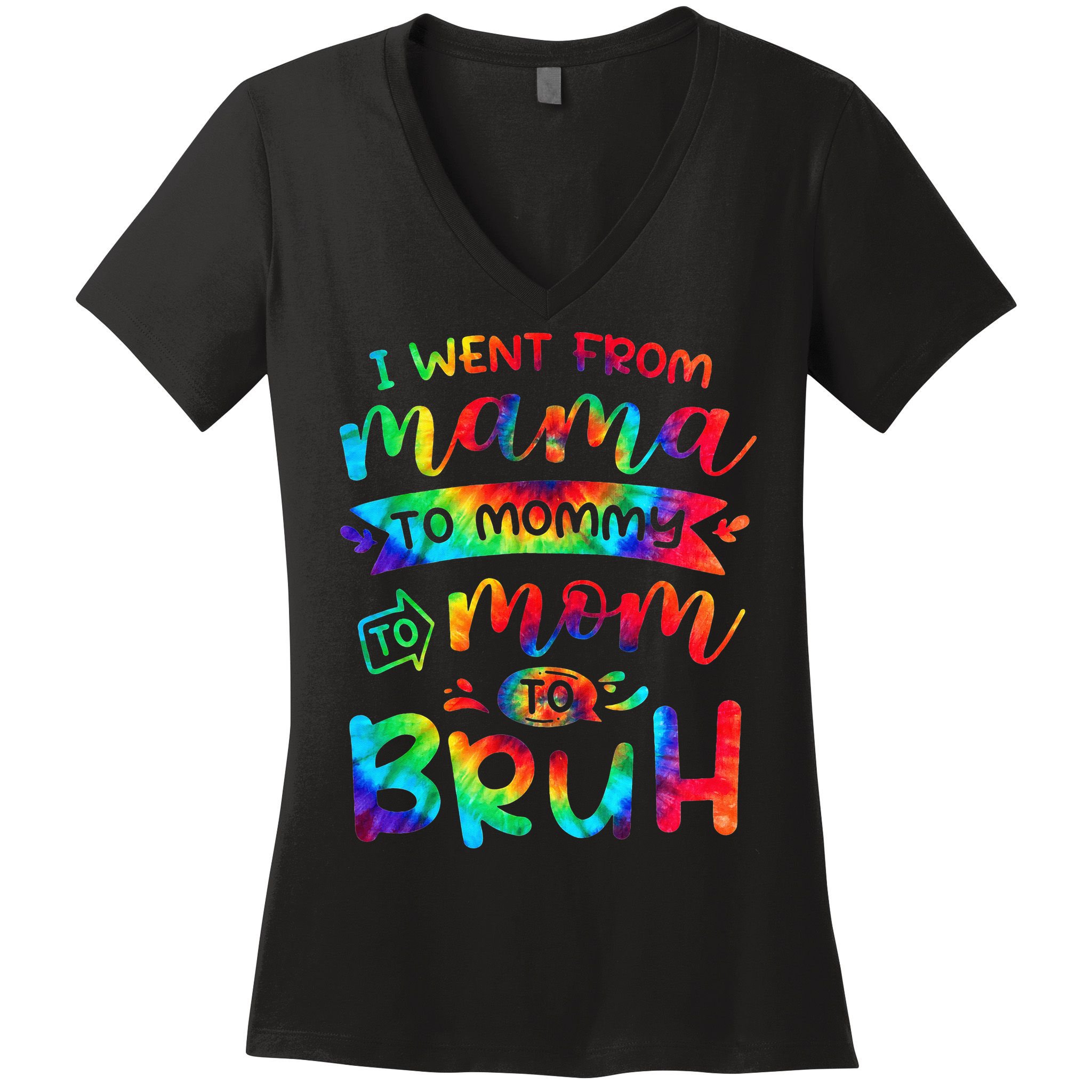 I Went From Mama To Mommy To Mom To Bruh Funny Mother Gag Women's V-Neck T-Shirt