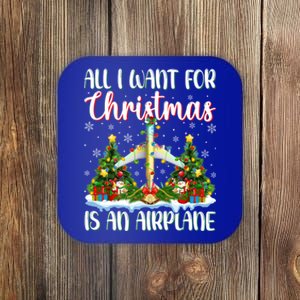 I Want For Christmas Is A Airplane Xmas Tree Lights Gift Coaster