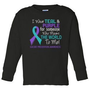 I Wear For Someone Who Meant World To Me Suicide Prevention Toddler Long Sleeve Shirt