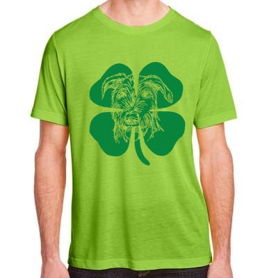 Irish Wolfhound Face Head Green Shamrock Saint Patrick's Day Adult ChromaSoft Performance T-Shirt