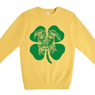 Irish Wolfhound Face Head Green Shamrock Saint Patrick's Day Premium Crewneck Sweatshirt